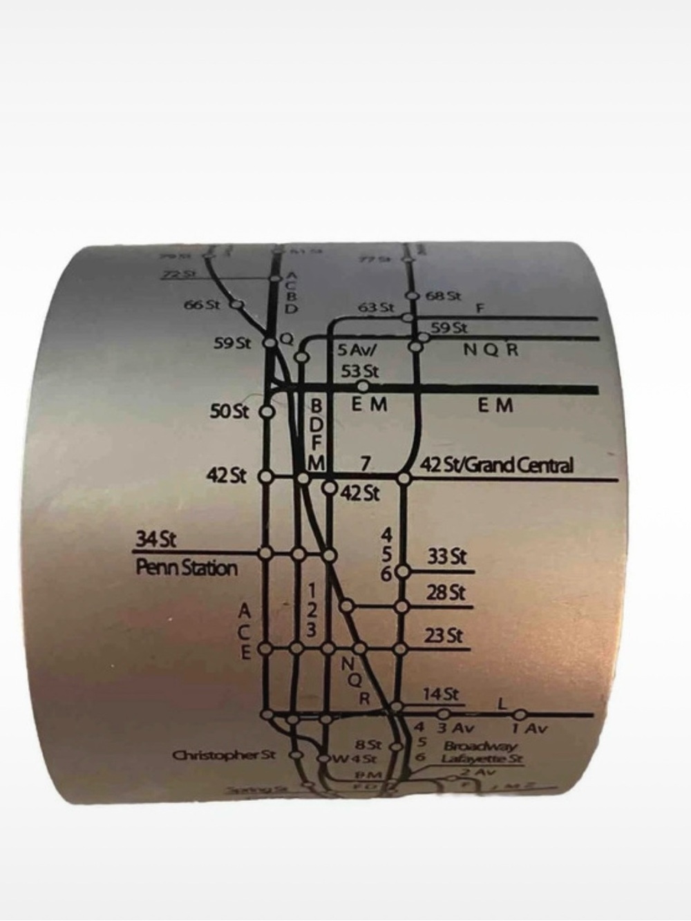 Silver Metro Map Wide Cuff Bracelet